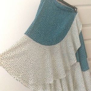 BCBG Generation Wrap Skirt, Green and White, Large